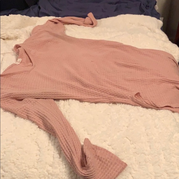 Long sleeve light pink waffle top - Picture 2 of 2